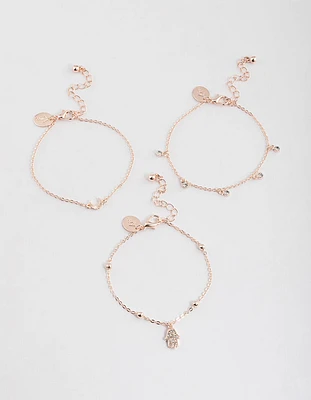 Rose Gold Diamante Fatima Bracelet Pack