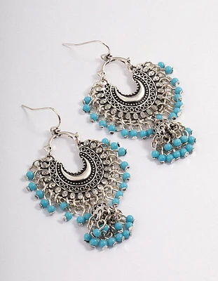 Antique Silver Mini Bead Drop Earrings