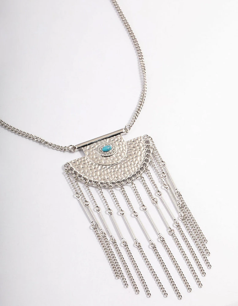 Rhodium Boho Chain Fringe Necklace