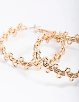 Gold Swirly Twisted Hoop Earrings 40mm