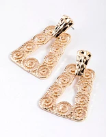 Gold Swirly Mini Door Knocker Earrings