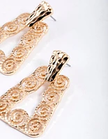 Gold Swirly Mini Door Knocker Earrings