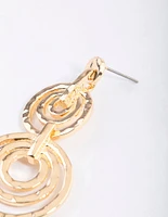 Gold Round Illusion Layer Drop Earrings