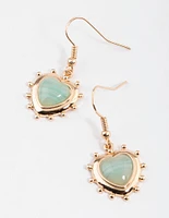 Gold Grunge Heart Stone Drop earrings