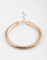 Gold Chunky Hammered Tube Necklace