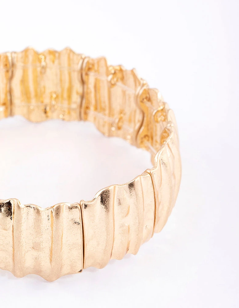 Gold Scrunch Texture Stretch Bracelet