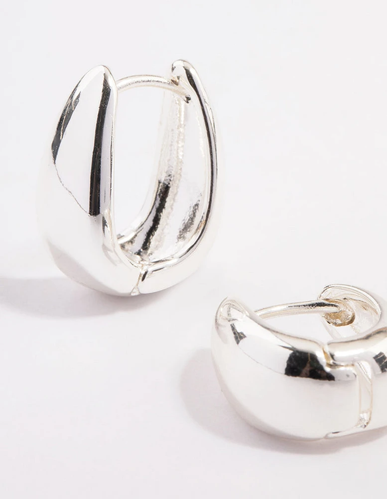 Silver Plated Boho Taper Hoop Earrings