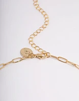 Gold Plated Celestial Heart T-Bar Necklace