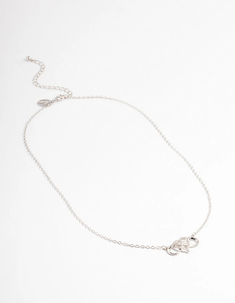 Silver Infinity Heart Diamante Necklace