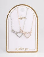 Mixed Metal Diamante Infinity & Heart Necklace Pack