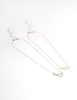 Mixed Metal Diamante Infinity & Heart Necklace Pack