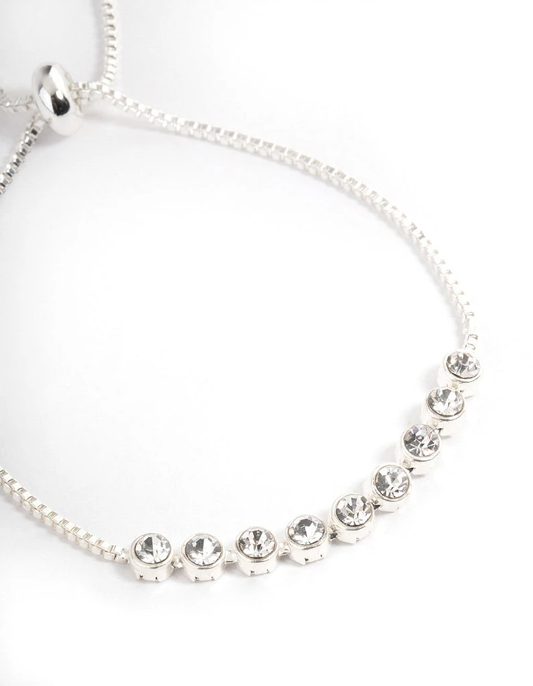 Silver Round Stone Toggle Bracelet