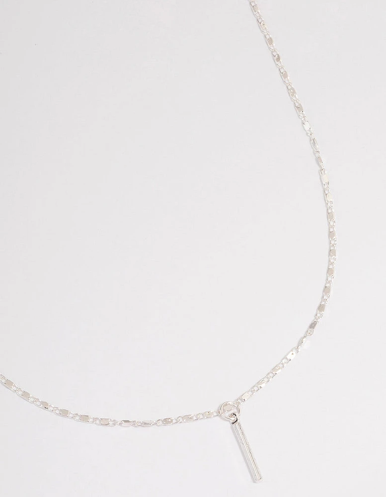 Silver Flat Chain Stick Necklace