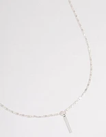 Silver Flat Chain Stick Necklace