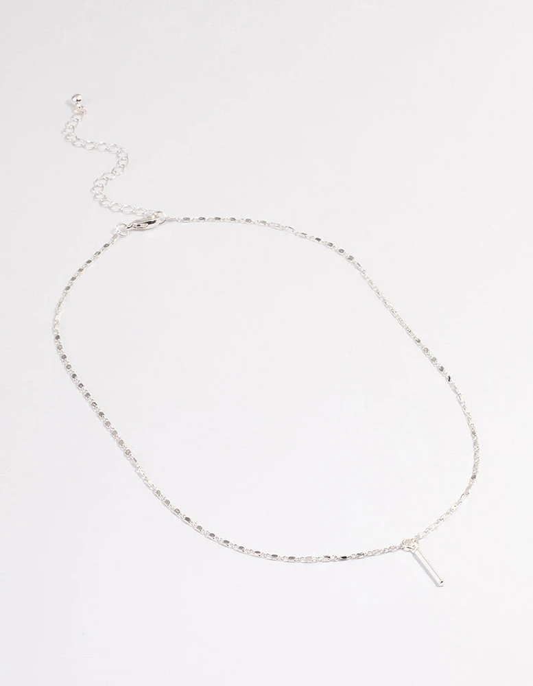 Silver Flat Chain Stick Necklace