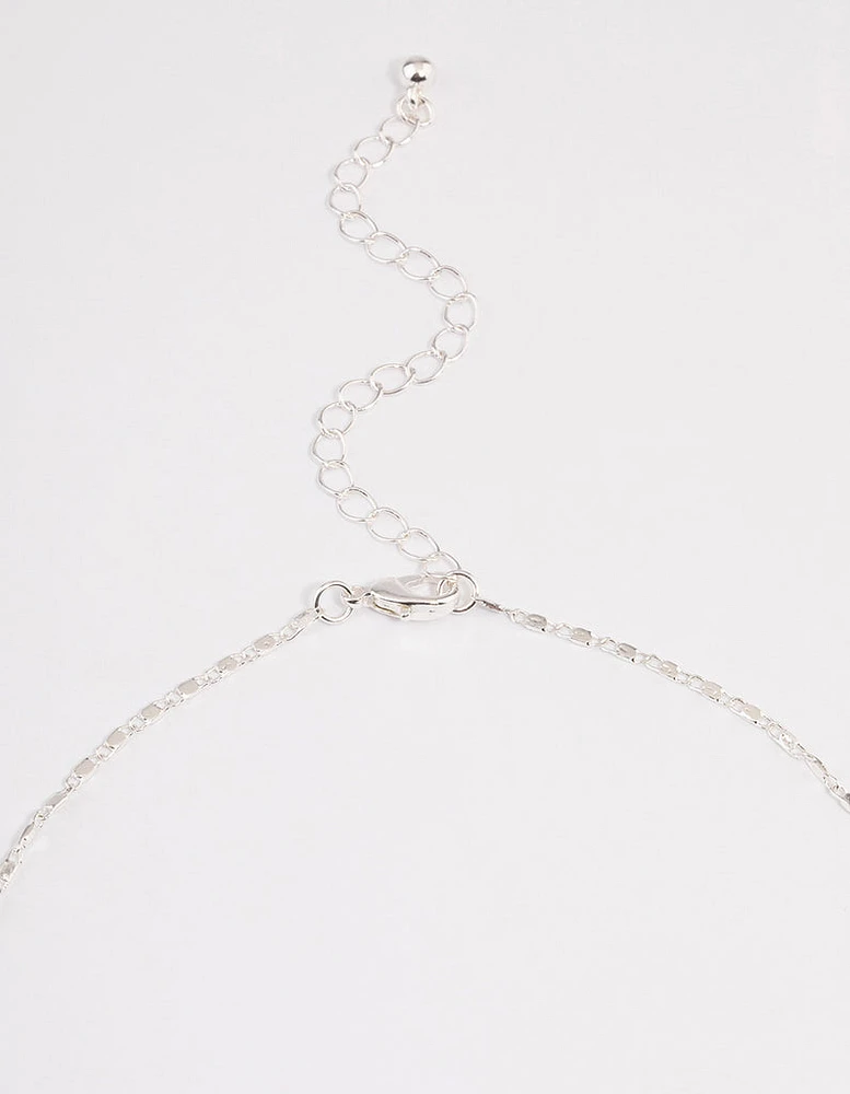 Silver Flat Chain Stick Necklace