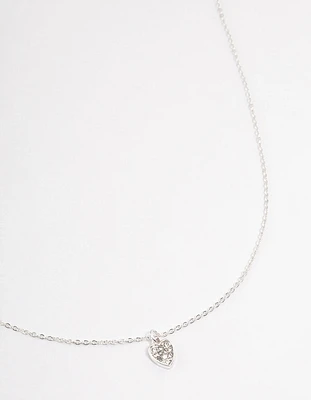 Silver Mini Bling Heart Necklace