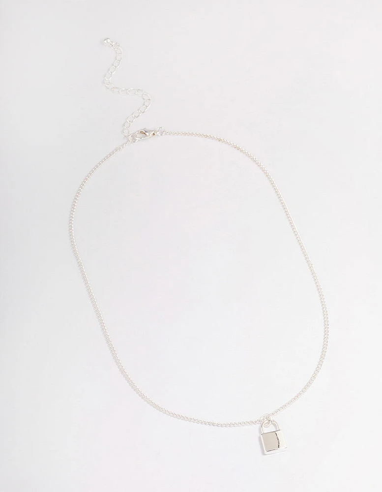 Silver Precious Lock Necklace