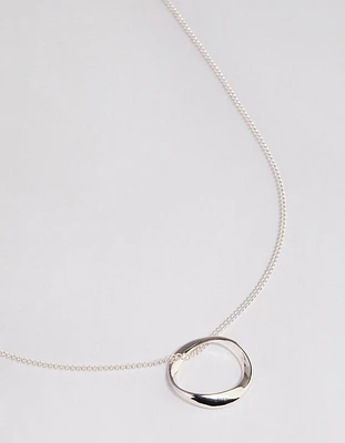 Silver Twisted Circle Necklace