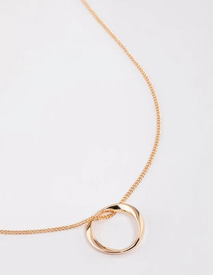 Gold Twisted Circle Necklace