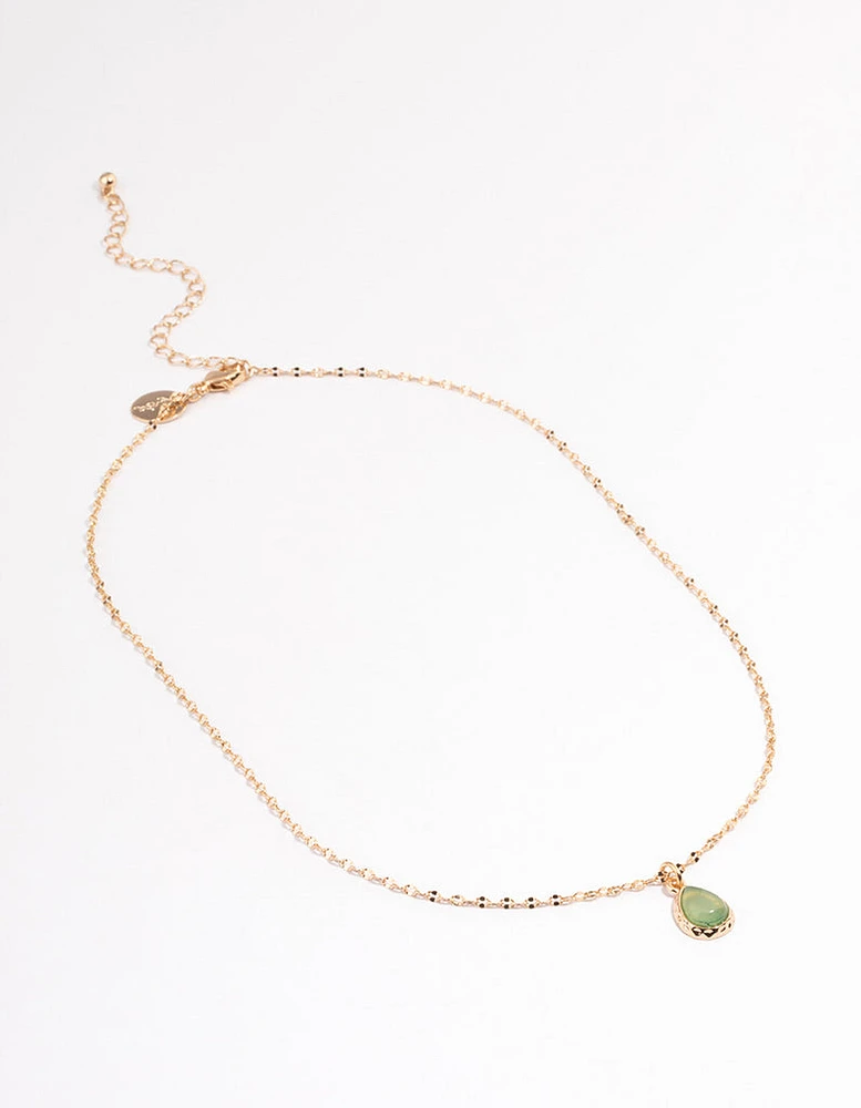 Gold Semi Precious Pear Necklace