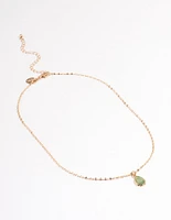 Gold Semi Precious Pear Necklace