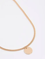 Gold Solid Disc Necklace