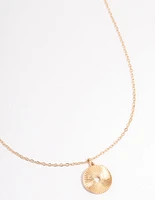 Gold Textured Disc Necklace