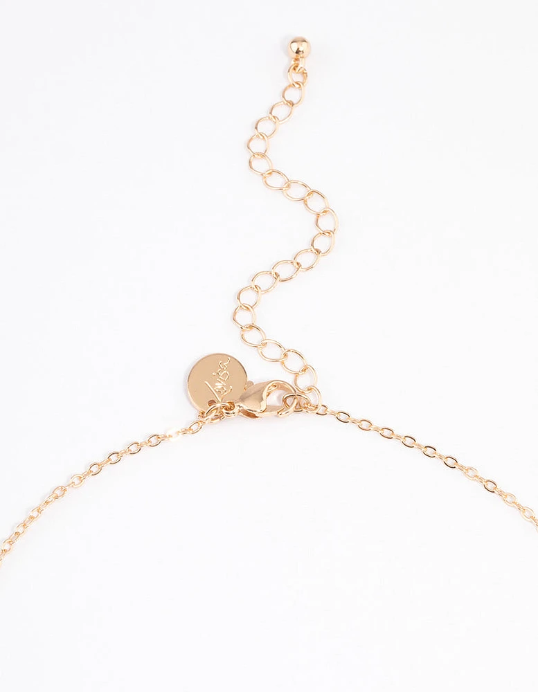 Gold Textured Disc Necklace