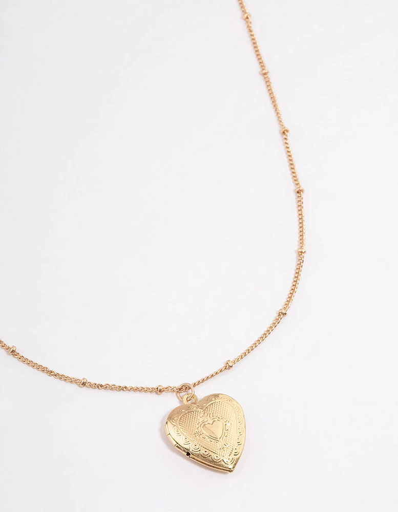 Gold Heart Locket Necklace