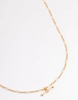 Gold Toggle Figaro Chain Necklace