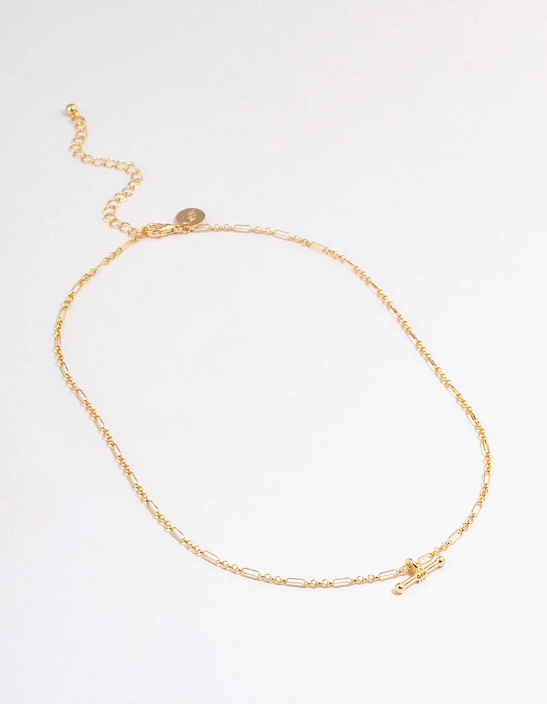 Gold Toggle Figaro Chain Necklace