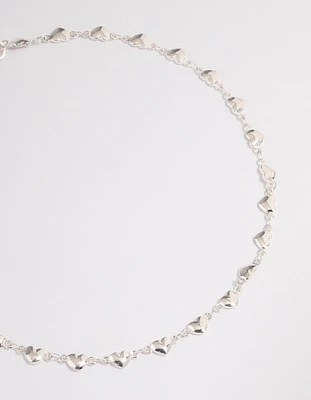 Silver Puffy Heart Choker