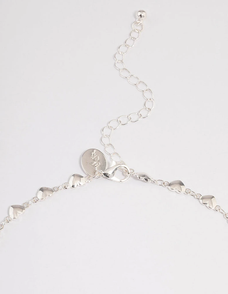 Silver Puffy Heart Choker