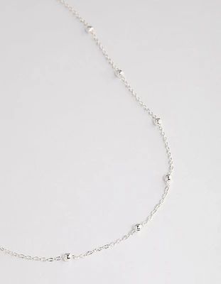 Silver Station Bead Chain Necklace