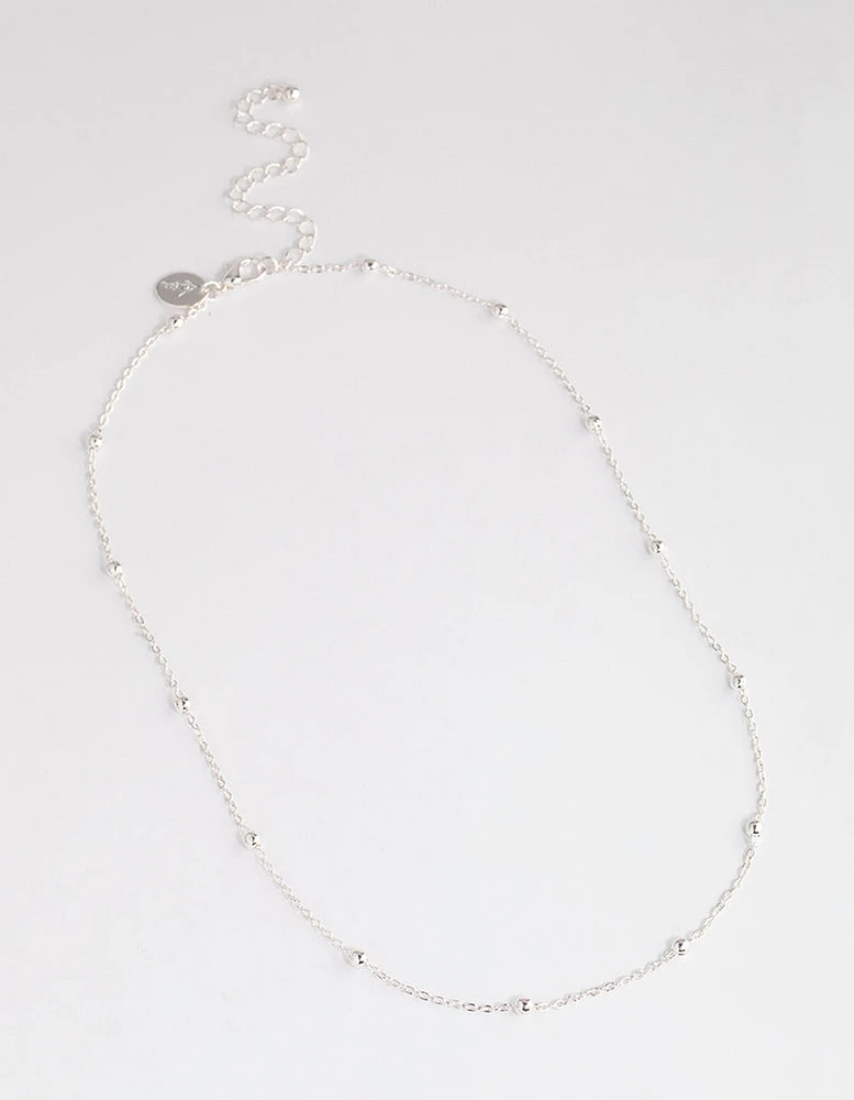 Silver Station Bead Chain Necklace