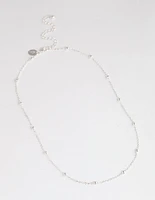 Silver Station Bead Chain Necklace