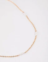 Gold Station Pearl Necklace