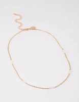 Gold Station Pearl Necklace