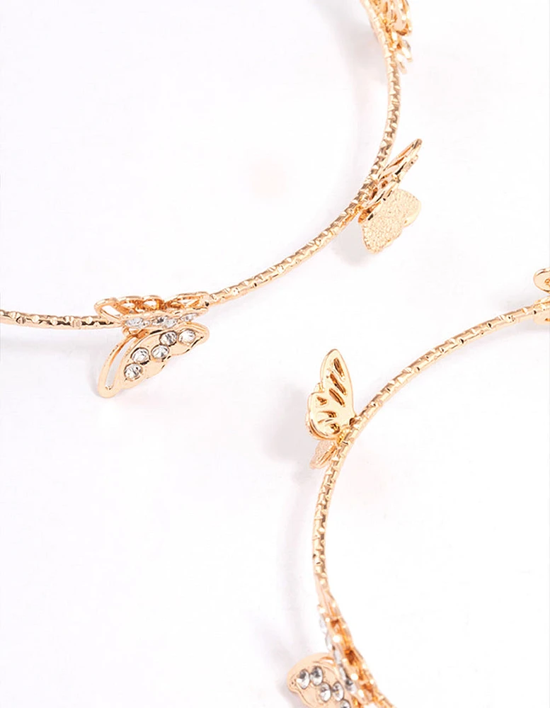 Gold Butterfly Hoop Earrings