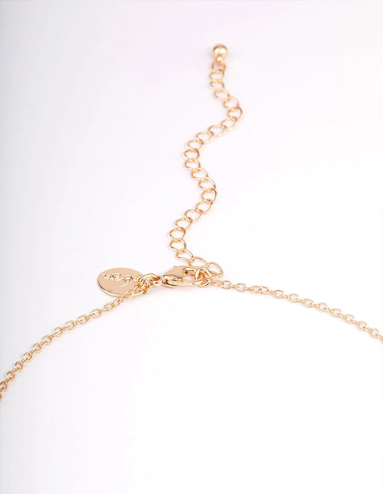 Gold Long Molten & Filigree Disc Necklace