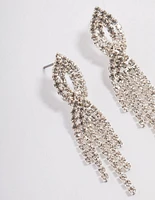 Silver Mini Twist Cupchain Drop Earrings