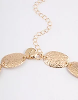 Gold Graduated Hammered Disc Necklace