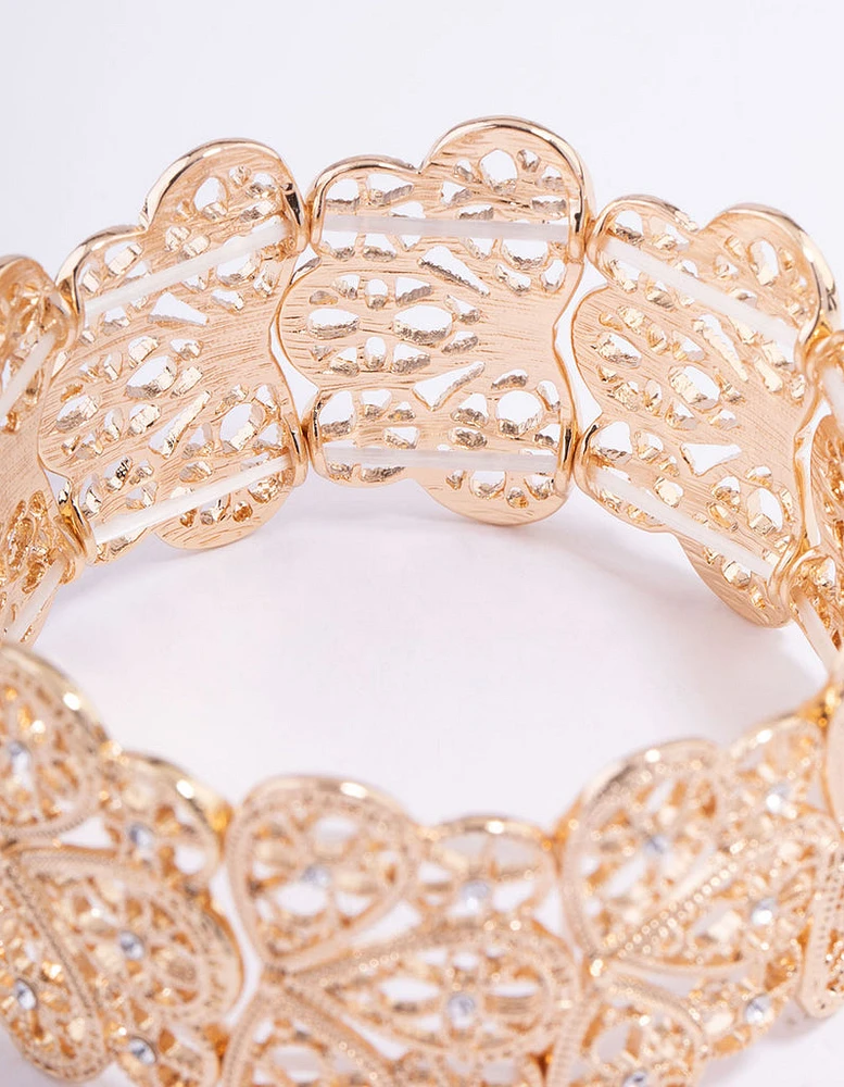 Gold Filigree Stretch Bracelet