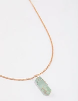 Gold Green Fluorite Wire Shard Long Necklace