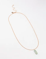 Gold Green Fluorite Wire Shard Long Necklace