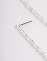 Silver Cubic Zirconia Rectangle Straight Drop Earrings