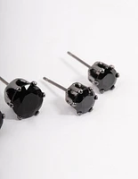 Gunmetal Round Graduated Stud Earrings Pack