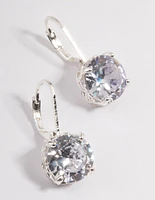 Silver Cubic Zirconia Mega Stone Huggie Earrings