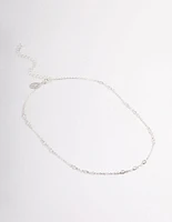 Rhodium Cubic Zirconia Dainty Stone Chain Necklace